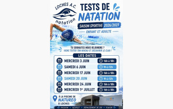 Tests de natation - Saison sportive 2026-2027